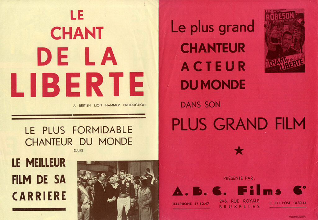 SONG OF FREEDOM [LE CHANT DE LA LIBERTÉ] (1936) Belgian pressbook ...