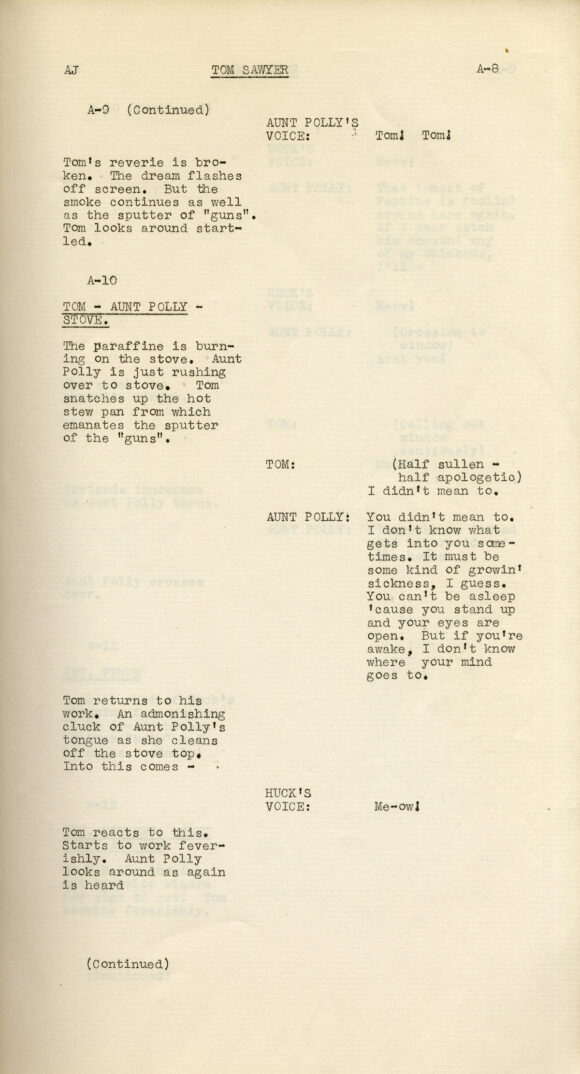 TOM SAWYER (Jul 20, 1930) First white script adapted from Mark Twain