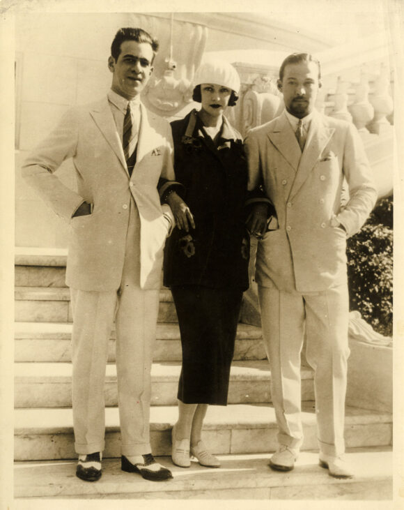 RUDOLPH VALENTINO, ALBERTO D'ANTONGUOLLA and NATACHA RAMBOVA (ca. 1923) Photo