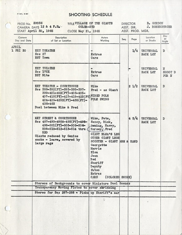 VILLAGE OF THE GIANTS (Apr 13, 1965) Final Draft screenplay by Alan Caillou, signed by Johnny Crawford - Image 12