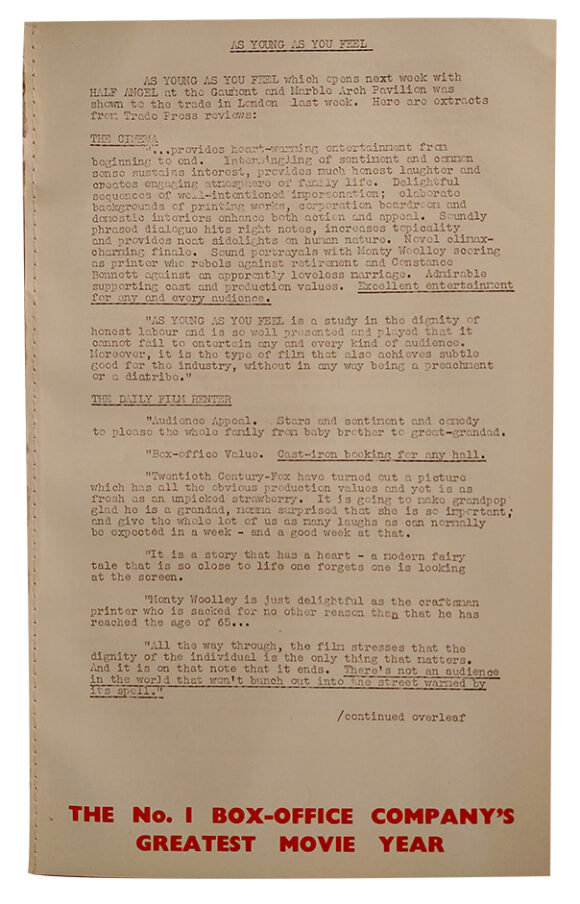 Darryl Zanuck's personally-bound volume of 20th Century Fox sales reports from UK office (1951) - Image 3