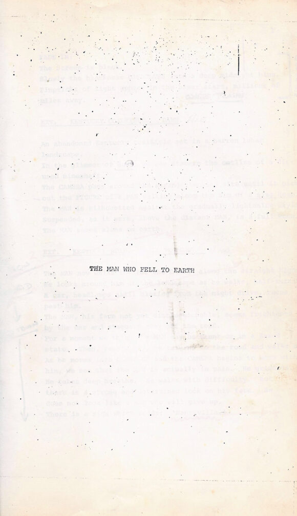 MAN WHO FELL TO EARTH, THE (1976) Draft film script of set decorator Simon Wakefield