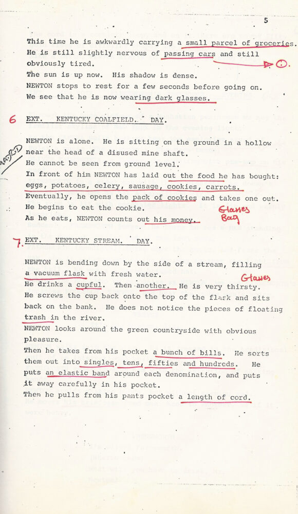 MAN WHO FELL TO EARTH, THE (1976) Draft film script of set decorator Simon Wakefield - Image 5