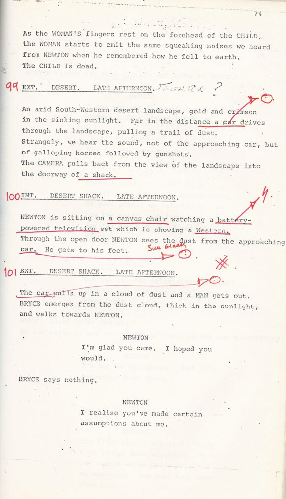 MAN WHO FELL TO EARTH, THE (1976) Draft film script of set decorator Simon Wakefield - Image 4