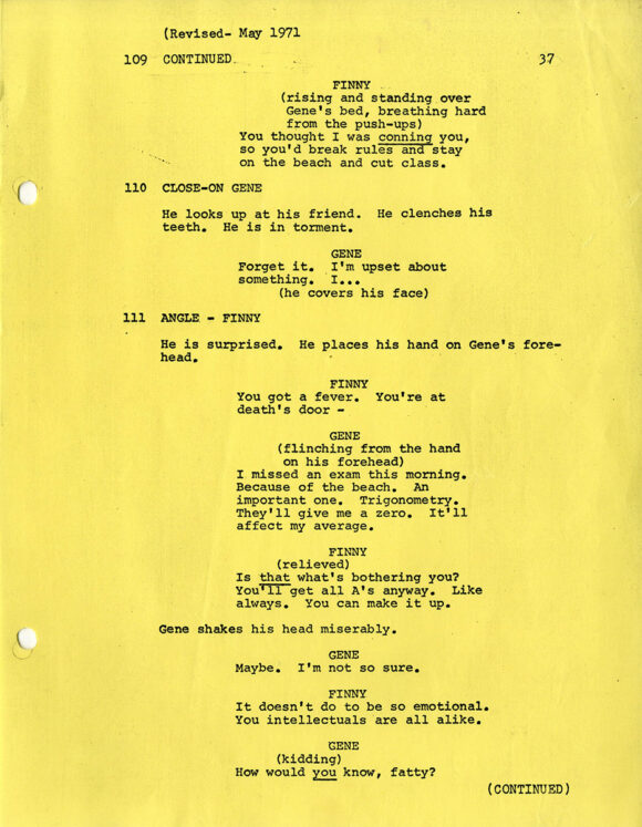 A SEPARATE PEACE (May 1971) Rev Final Draft screenplay by Fred Segal