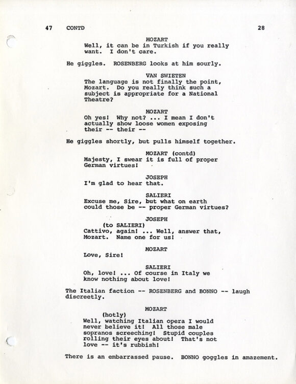 AMADEUS (Jul 9, 1982) Second Draft screenplay by Peter Shaffer