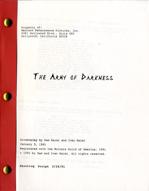 ARMY OF DARKNESS (1991) Two variant film scripts