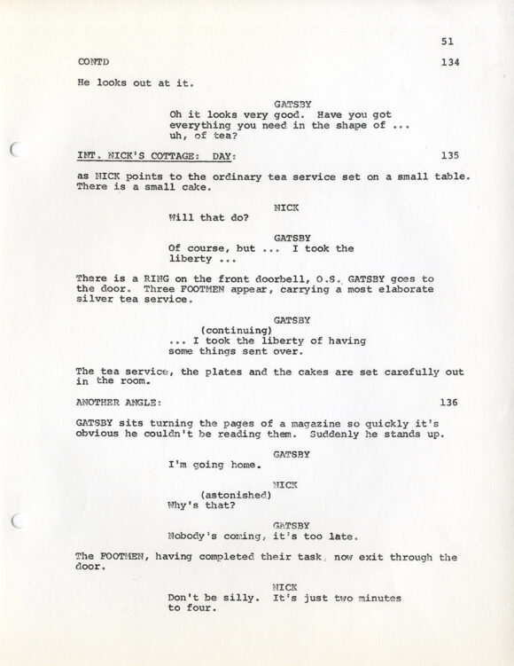 GREAT GATSBY, THE (1974) Screenplay by Francis Ford Coppola / Revised Version by J.C.