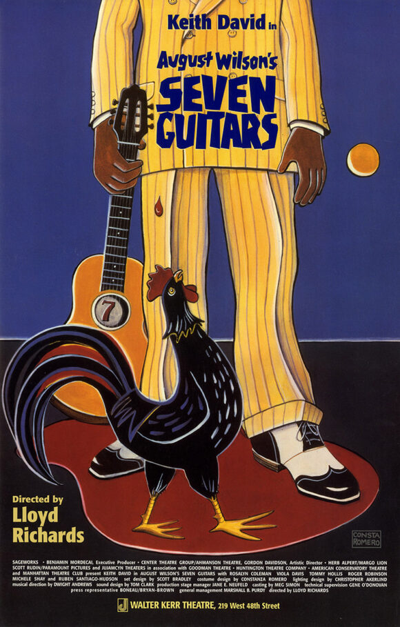 SEVEN GUITARS (1996) Window card poster