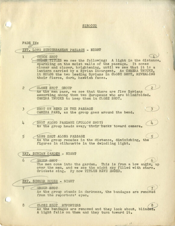 SIROCCO (Oct 30, 1950) Final Draft screenplay by Albert Bezzerides, Hans Jacoby - Image 3