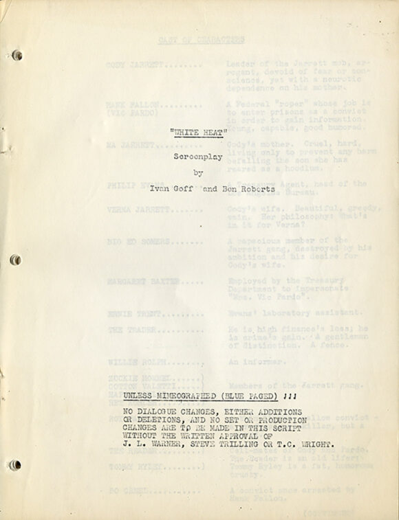 WHITE HEAT (1949) PART I FINAL 4/20/49 (pp. 1-39) [and] PART II FINAL 4/23/49 (pp. 40-94)