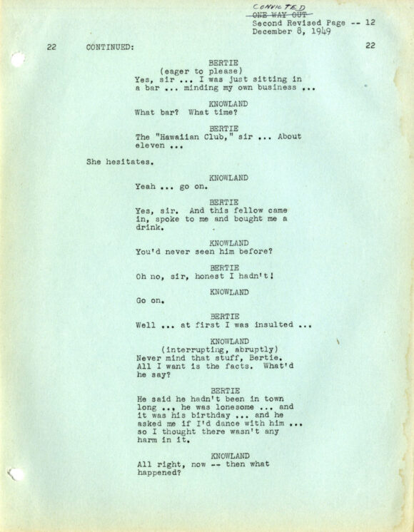 CONVICTED (Nov 30, 1949) Final Draft screenplay by William Bowers - Image 4