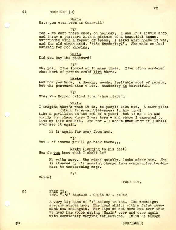 REBECCA (Aug 24, 1939) Film script, from the novel by Daphne du Maurier - Image 3