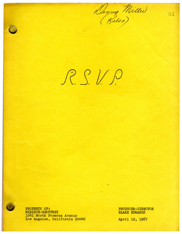 PARTY, THE (under working title R.S.V.P.) (Apr 12, 1967) Film script