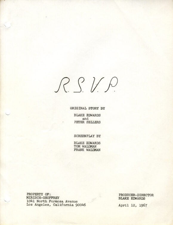 PARTY, THE (under working title R.S.V.P.) (Apr 12, 1967) Film script - Image 2