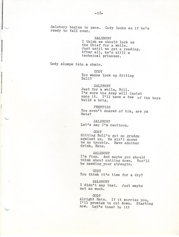 BUFFALO BILL AND THE INDIANS, or SITTING BULL'S HISTORY LESSON (1976) First Draft screenplay [under working title INDIANS]