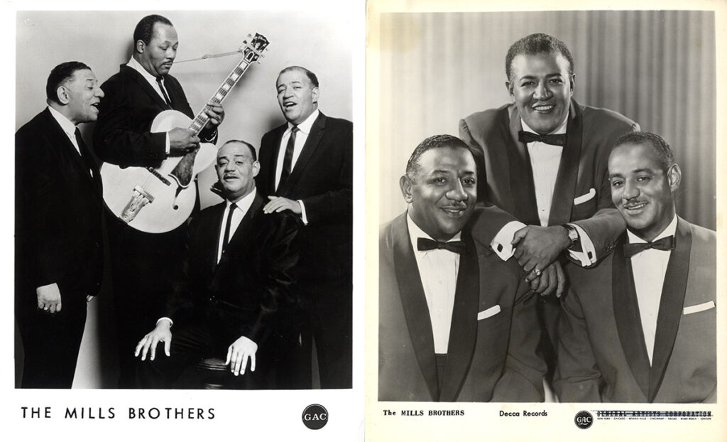 MILLS BROTHERS (ca. 1940s-80s) Set of eight 8 photos