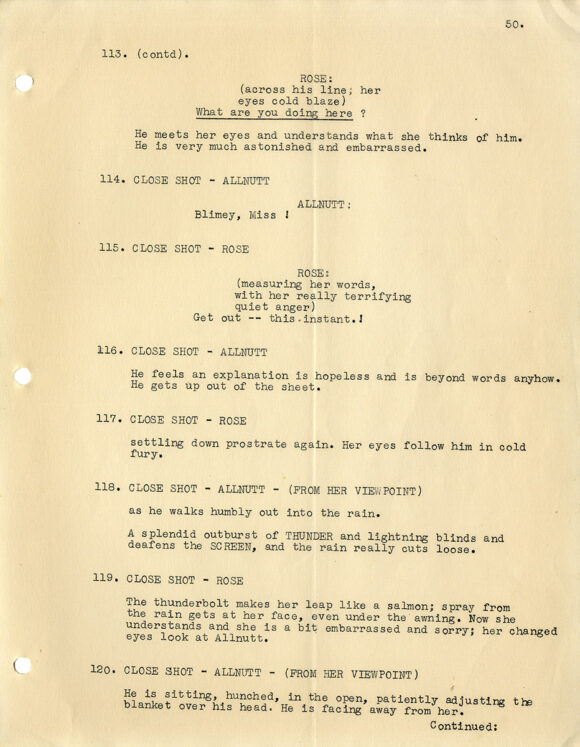 AFRICAN QUEEN, THE (1951) Screenplay by James Agee, John Collier, and John Huston, From the novel by C. S. Forester