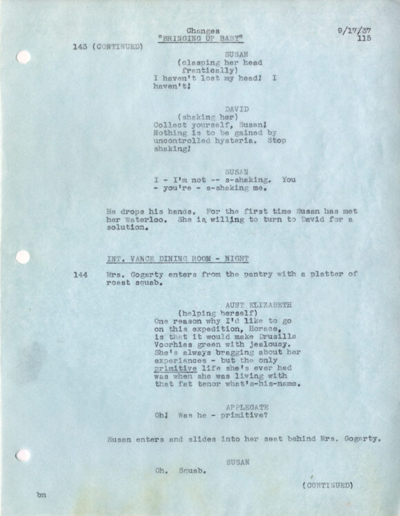 BRINGING UP BABY (Sep 17, 1937) Revised Final script by Hagar Wilde and Dudley Nichols - Image 3