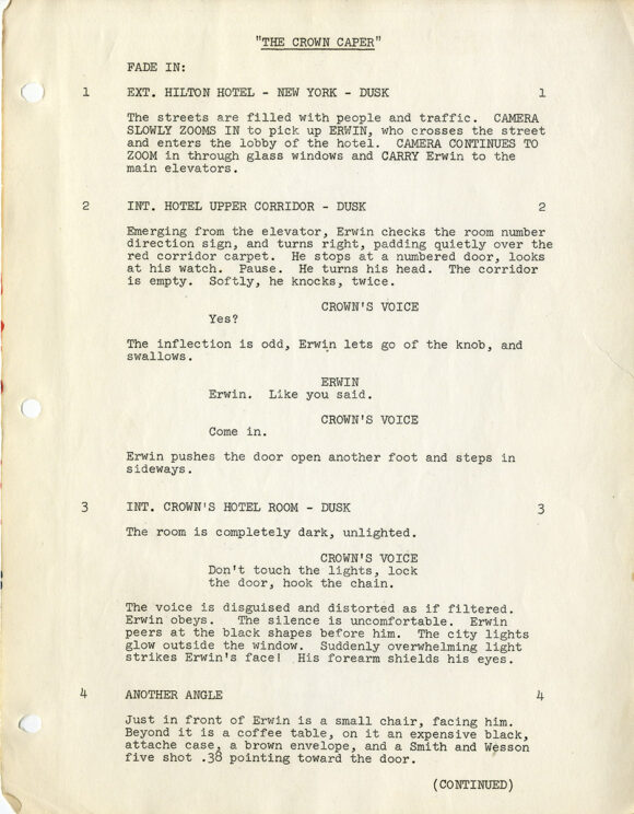 THOMAS CROWN AFFAIR, THE [under working title THE CROWN CAPER] (1967) An Original Screenplay by Alan R. Trustman