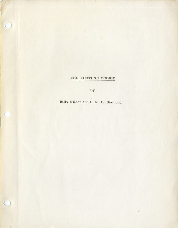 FORTUNE COOKIE, THE (1966) Signed film script by Billy Wilder and I.A.L. Diamond - Image 2