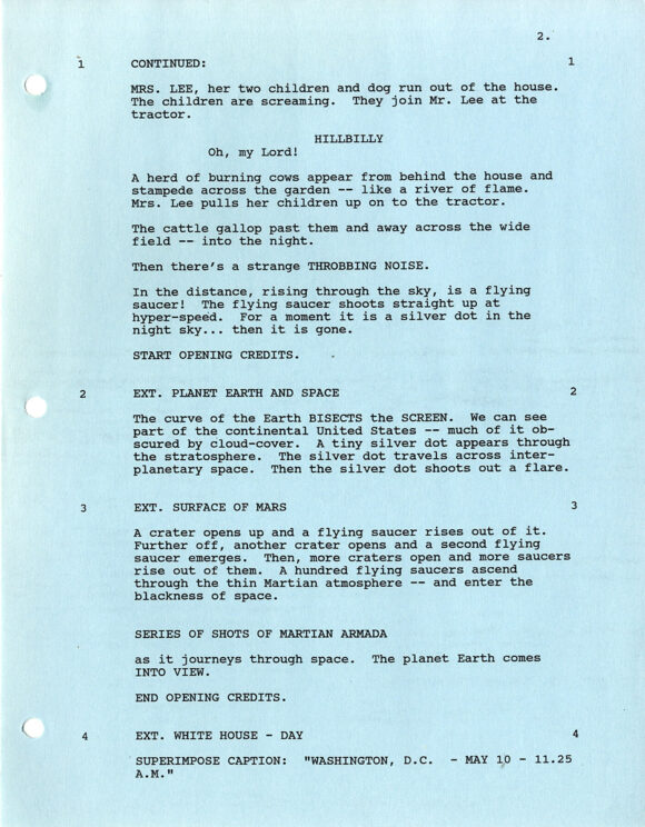 MARS ATTACKS! (1996) Sixth Revised draft screenplay dated February 20, 1996