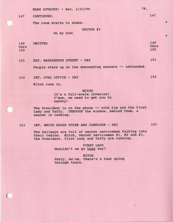 MARS ATTACKS! (1996) Sixth Revised draft screenplay dated February 20, 1996