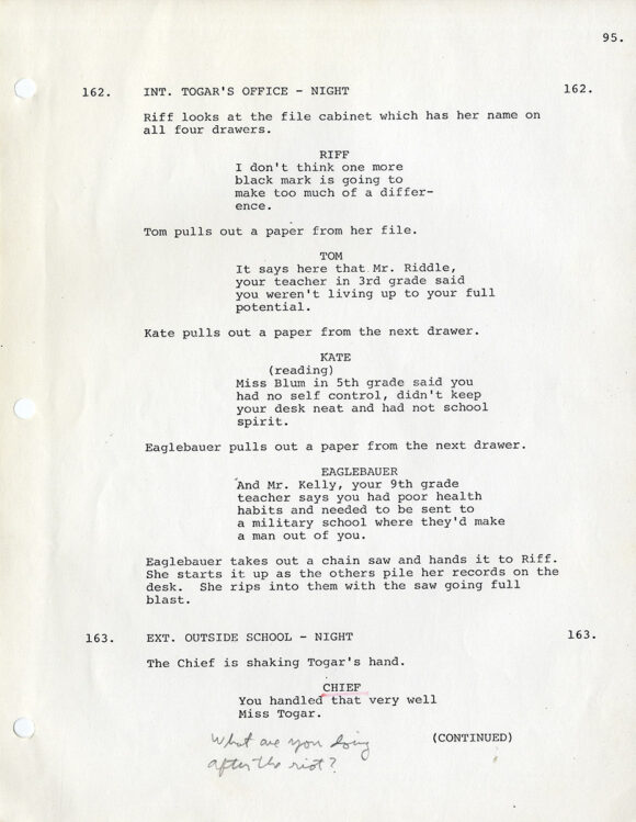 ROCK 'N' ROLL HIGH SCHOOL (1978) Film script by Richard Whitley and Russ Dvonch, Final Draft dated 10/5/78