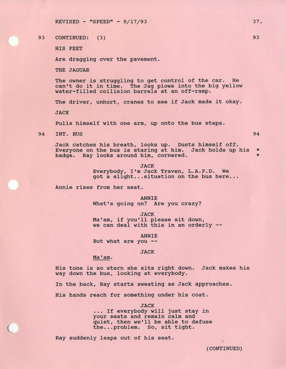 SPEED (1994) Film script