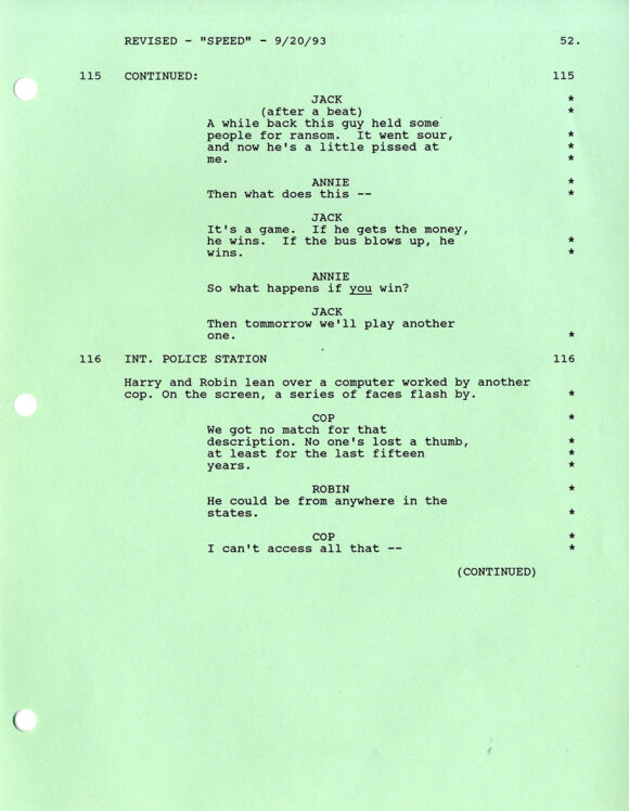 SPEED (1994) Film script