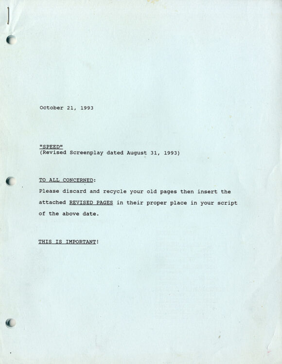 SPEED (1994) Film script