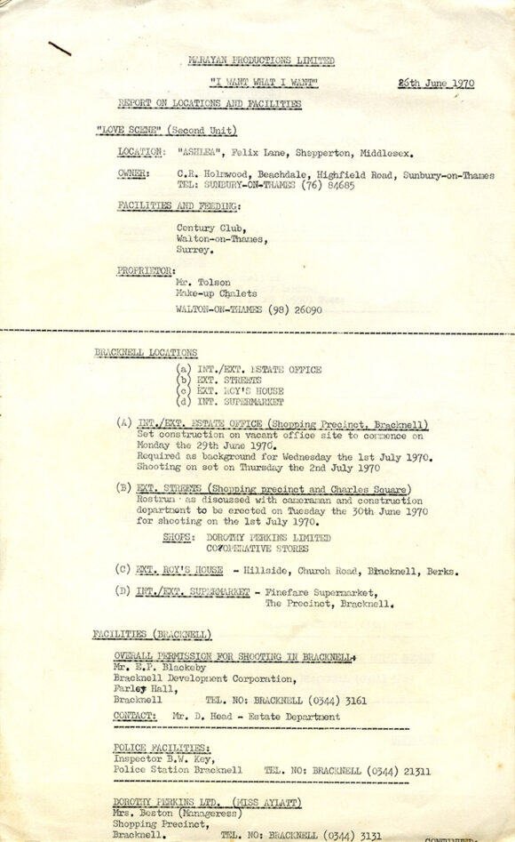 I WANT WHAT I WANT (Apr, Jun 1970) Screenplay archive - Image 5