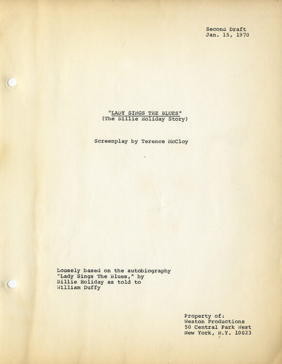 LADY SINGS THE BLUES (Jan 15, 1970) Second draft screenplay by Terence McCloy - Image 2