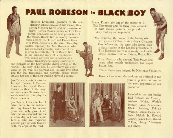 PAUL ROBESON | BLACK BOY (1926) Theatre flyer