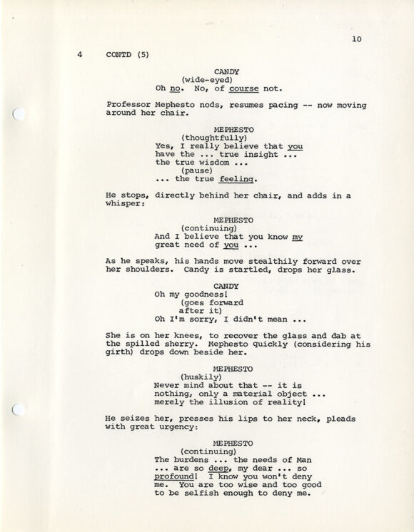 Terry Southern (source, screenplay) CANDY (ca. 1967) First Draft screenplay