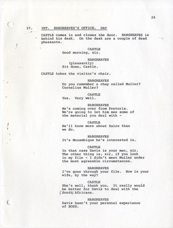 Graham Greene (source), Tom Stoppard (screenplay), Otto Preminger (director) THE HUMAN FACTOR (1978) Film script