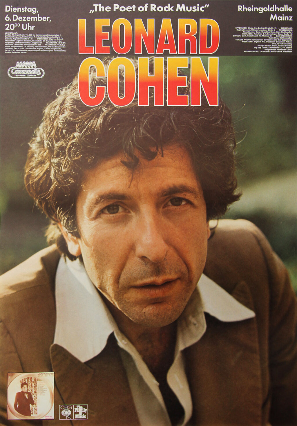 LEONARD COHEN (1977) German concert poster