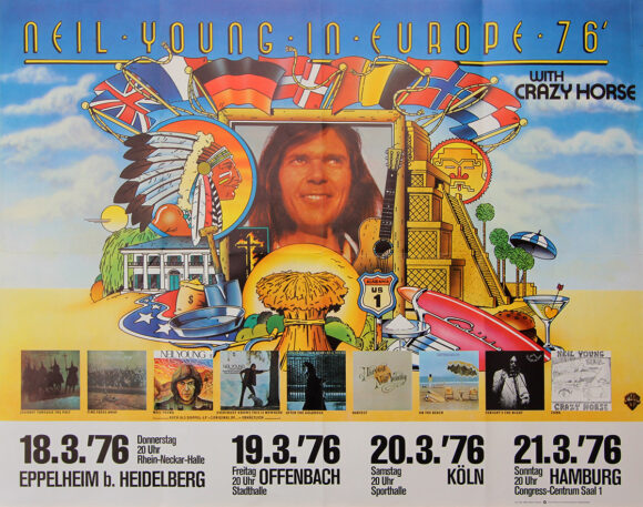 NEIL YOUNG IN EUROPE '76 WITH CRAZY HORSE (1976) West German concert poster