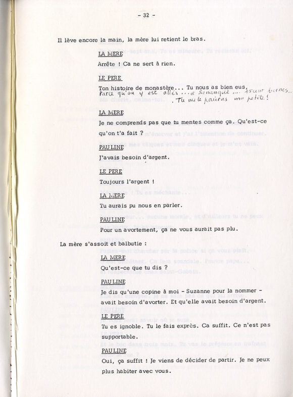 Agnès Varda (screenwriter, director) ONE SINGS, THE OTHER DOESN'T [L'UNE CHANTE, L'AUTRE PAS] (1977) Director's copy film script