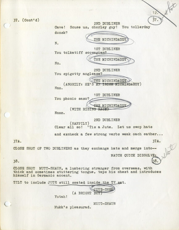 James Joyce (source) PASSAGES FROM JAMES JOYCE'S FINNEGANS WAKE (1963) Final Shooting script