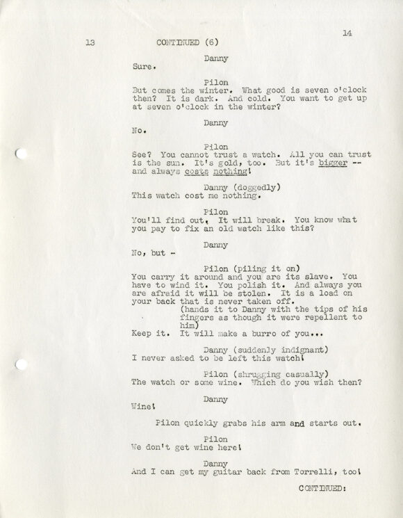 John Steinbeck (source) TORTILLA FLAT (Jul 16, 1941) Film script by John Lee Mahin [Hollywood]: MGM, 1941