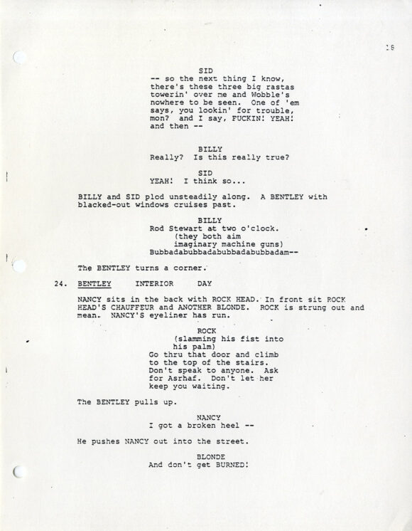 SID AND NANCY [under shooting title: LOVE KILLS] (1985) Third Draft script by Alex Cox, Abbe Wool