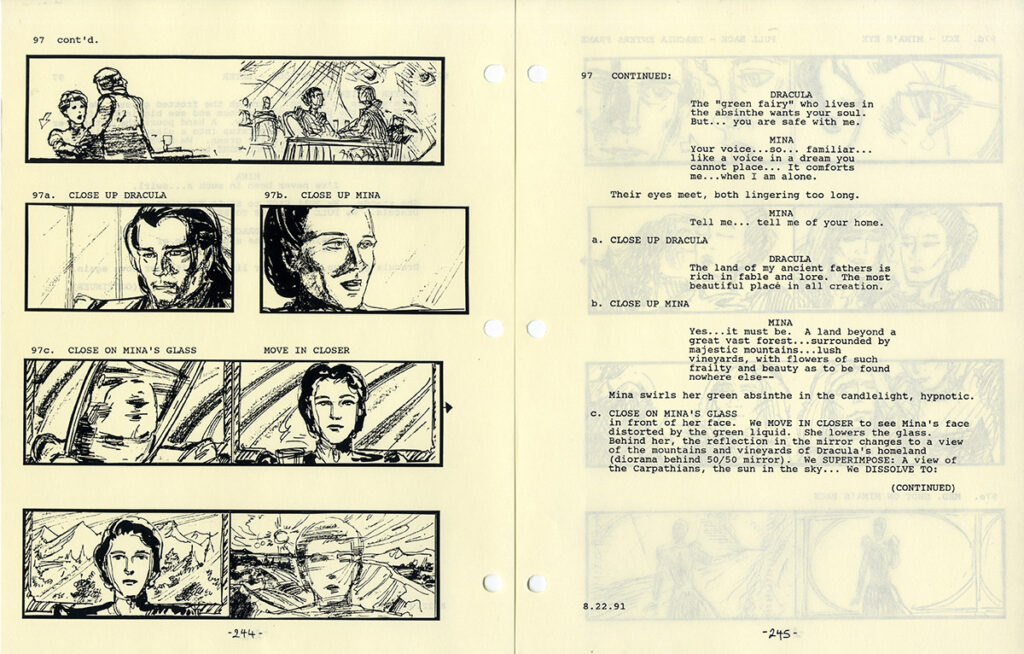 BRAM STOKER'S DRACULA (1991-92) Revised film script with storyboards