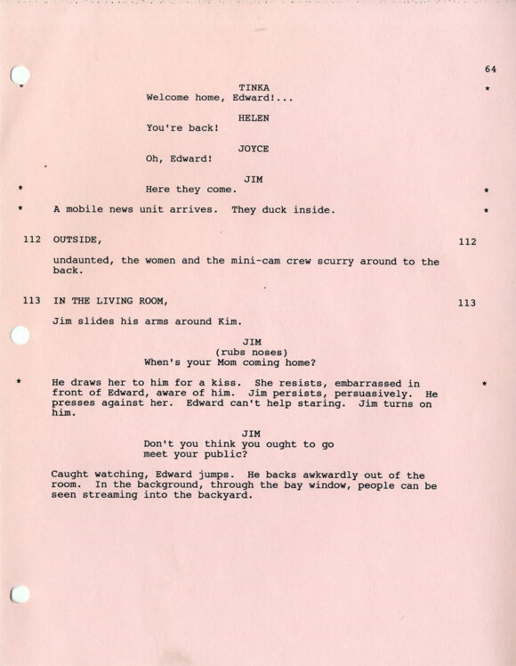 EDWARD SCISSORHANDS (1989-90) Script archive