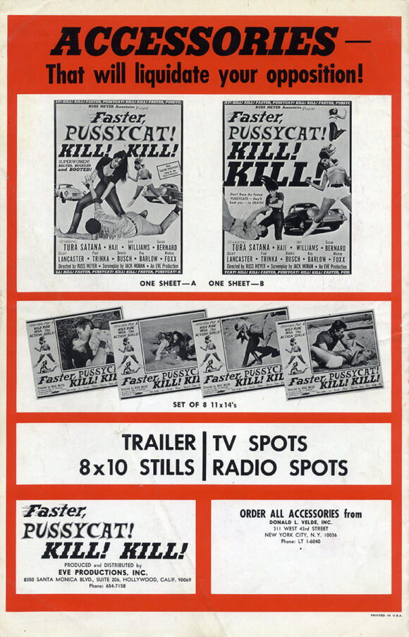 FASTER, PUSSYCAT! KILL! KILL! (1965) Pressbook