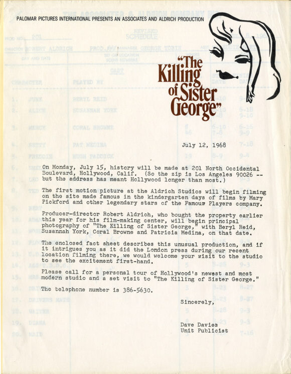 KILLING OF SISTER GEORGE, THE (1968) Film script