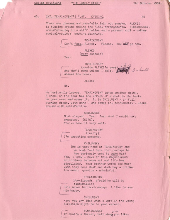 MUSIC LOVERS, THE (1969) Final shooting script