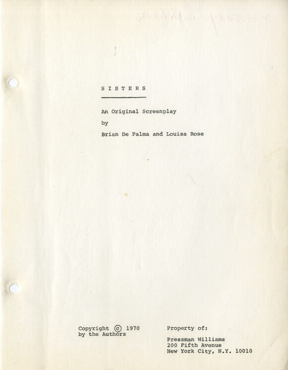 SISTERS (1970) Film script