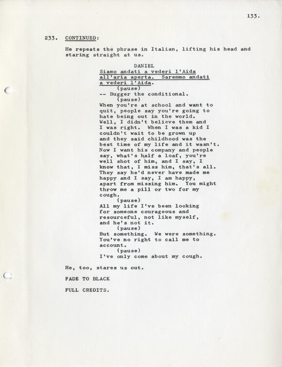 SUNDAY BLOODY SUNDAY (Dec 1969) Shooting script