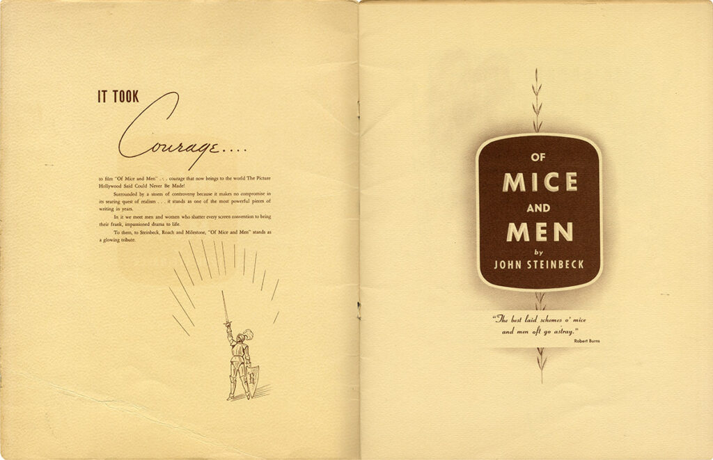 OF MICE AND MEN (1939) Promotional book